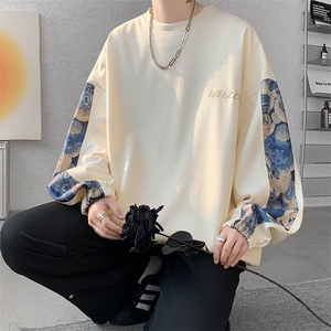 现货春季 A059-WY7866-P35 控58 新款拼接圆领高品质百搭卫衣图片