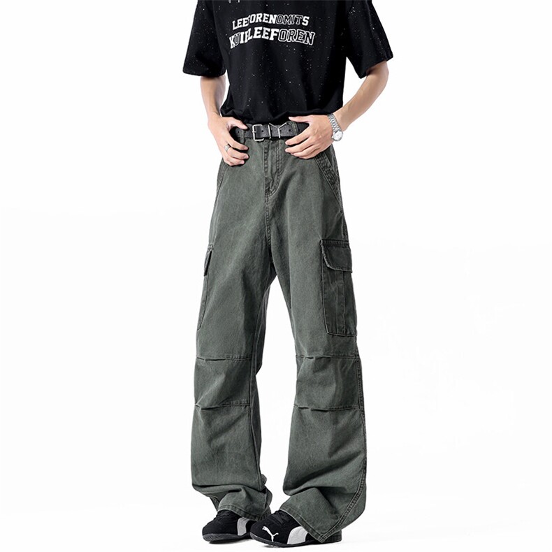 美式高街机能工装休闲裤宽松阔腿垂感直筒长裤XG122P53,男装工装外套,星座1013-1