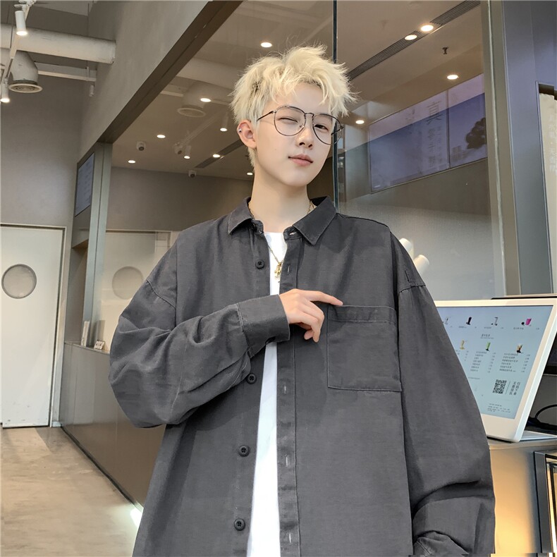 抖音直播供货 2025春新款美式复古纯棉水洗长袖衬衫A158-CS01-P38图片