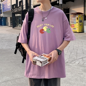 T3409P25正常配送中男港风T恤落肩款宽松T恤克莱因蓝T圆领印花T恤图片