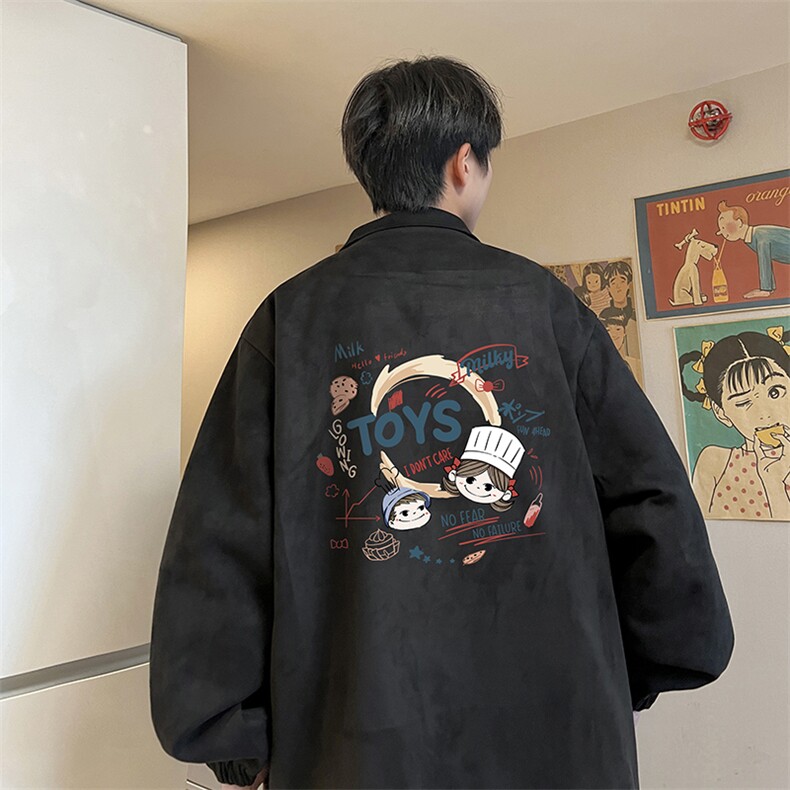 麂皮绒夹克男大码立领褂子外套JK85385-P68加绒款-P78,男装夹克,电商A040