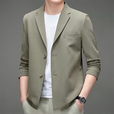 2023秋季新款男装休闲风衣中老年西服纯色上衣外套MNSAX1-P205，男装西服，电商B212（原钱塘6029）