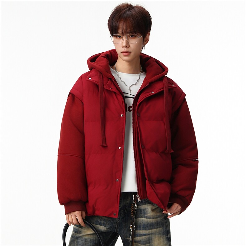 新款冬季羽绒棉服棉袄连帽假两件韩版宽松外套A436-2511-P85图片