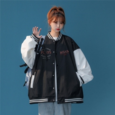 中性风2023秋季新款港风字母印花克莱因蓝棒球服外套G8021p65控88，男装夹克，A247A