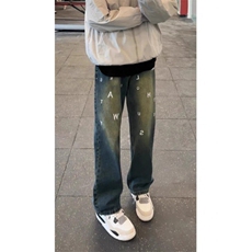 【现货】DT80-P45韩春季新款复古百搭重工刺绣蝴蝶结阔腿牛仔裤，男装牛仔裤，星座603-2