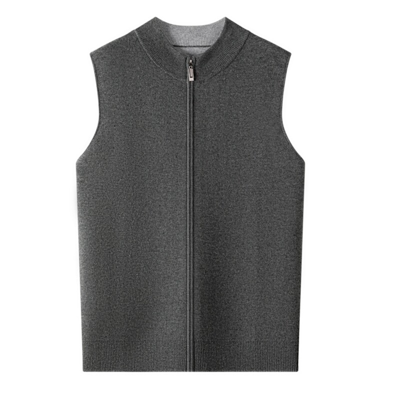 羊绒背心男士秋冬季保暖无袖拉链针织衫纯色商务休闲坎肩马甲，男装背心/马甲，忠诺羊绒高端店