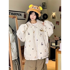 复古狗狗印花双面穿棉服外套双面穿面是小牛津1400号棉内是羊糕绒，男装夹克，星座506A