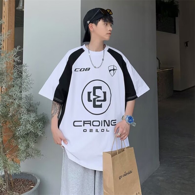 拉链款圆领宽松型甜酷潮流新款气质纯色T恤T122P30,男装T恤,星座1116-2