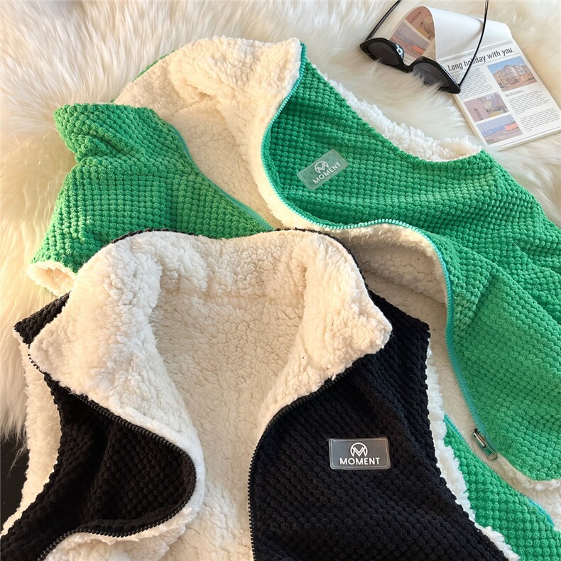 港风马甲男棉衣外套灯芯绒羊羔绒马甲双面穿1016-1MJ007P68K89，男装背心/马甲，星座1016-1（原电商B408-1）