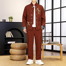 风外套新中式刺绣唐装春秋季汉服夹克男士两件套tz005-p125，男装休闲套装，星座1602（原101B）