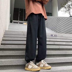 黑色垂感休闲裤男春秋潮牌高街裤子潮流百搭拖地直筒长裤 K028图片