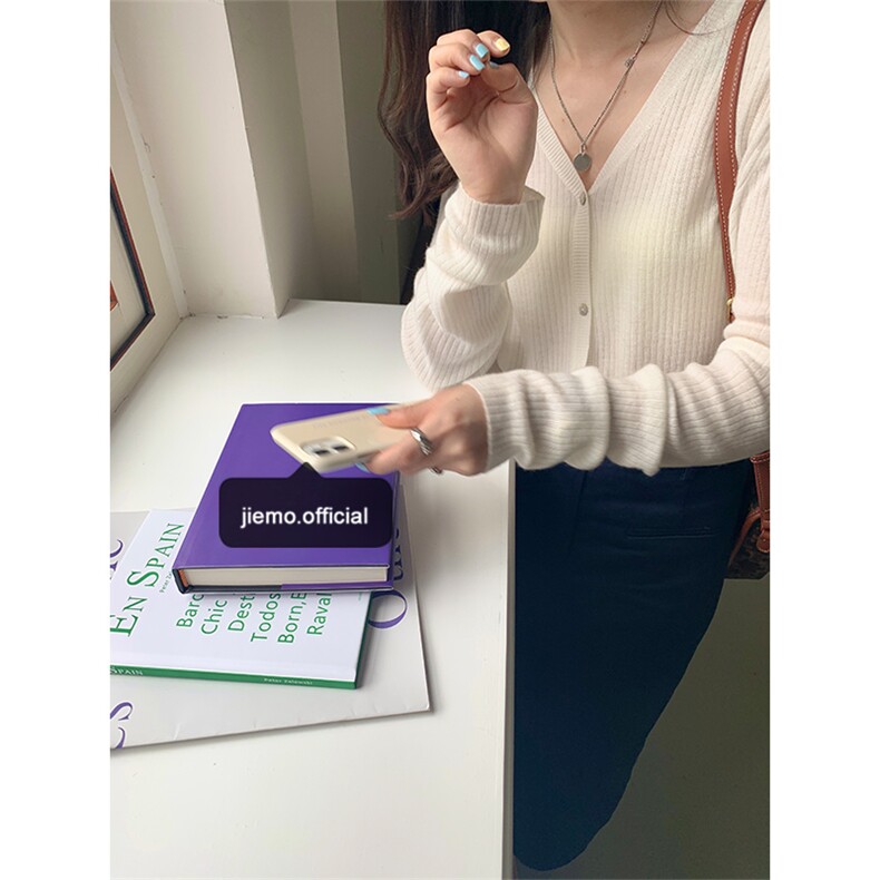 开衫女V领秋冬慵懒软糯休闲宽松保暖针织衫图片