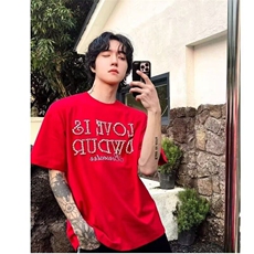 小众设计立体珍珠泡珠字母短袖T恤夏季男潮牌高级圆领体恤，男装T恤，星座410-7