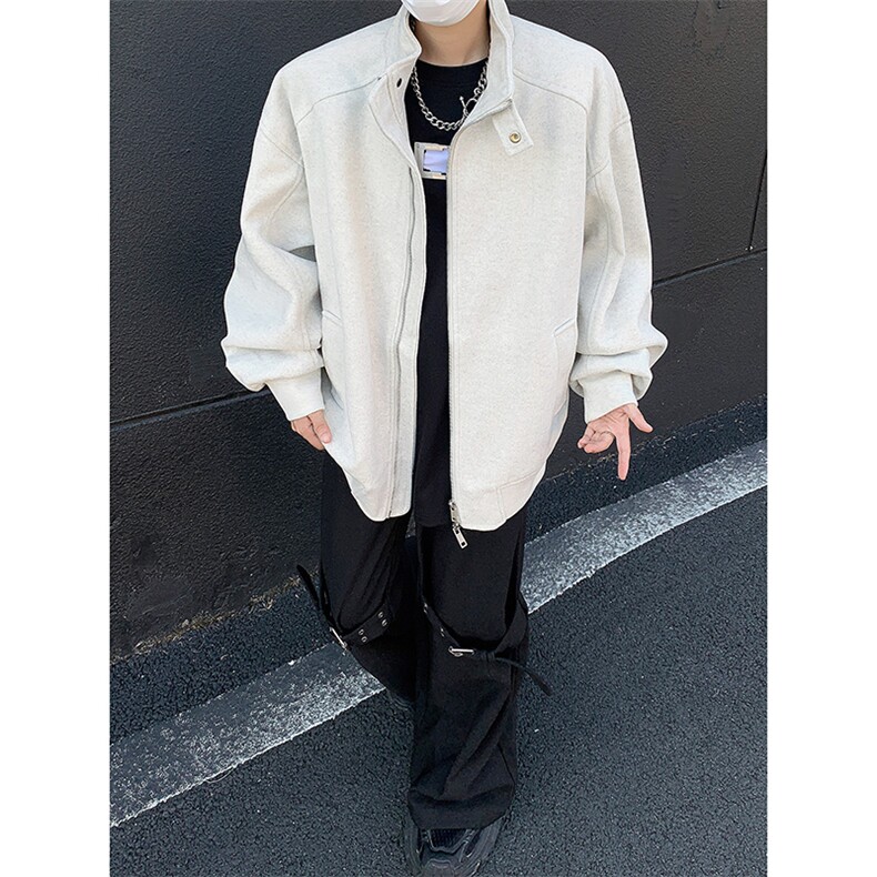 美式简约立领夹克男女同款宽松休闲风百搭情侣长袖外套JK85544-69,男装夹克,星座1008