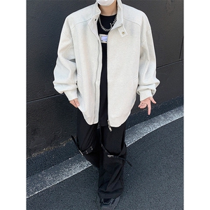 美式简约立领夹克男女同款宽松休闲风百搭情侣长袖外套JK85544-69图片