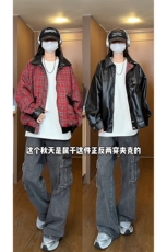 秋季情侣两面穿外套新款港风宽松时尚百搭休闲外套HY668TP80，女装短外套，电商A102B