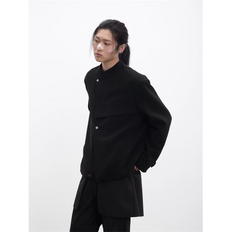 W11045-P78网图现货春新中式立领西服外套解构斜门襟设计感夹克,男装夹克,星座1608