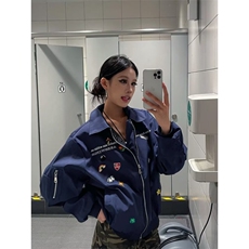 男士外套2026新款秋装小众设计感花卉印花翻领美式夹克ins，男装夹克，四季星座505