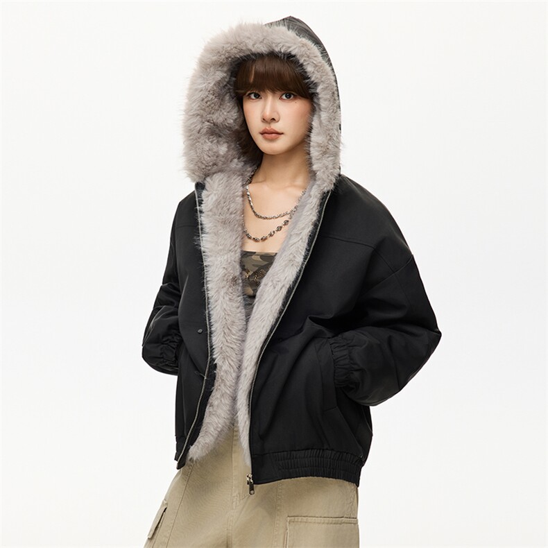 网图 男女同款座山雕棉衣男连帽工装冬季加绒棉服男F552 P108图片