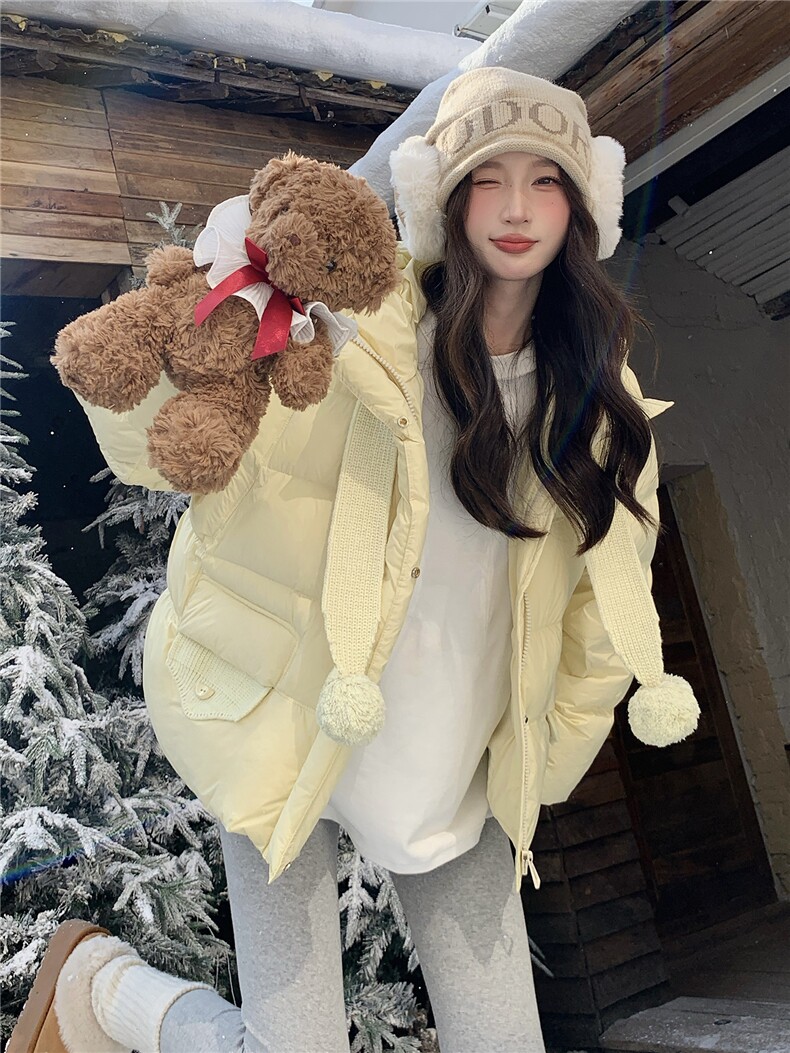 好卖现货白鸭绒新款泡芙羽绒服2025冬季温柔风加厚羽绒面包服女,女装羽绒服,苗苗