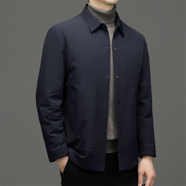 2023新款翻领纯色羽绒服男中年加厚保暖爸爸装冬季男士鹅绒外套,男装羽绒服,电商B212（原钱塘6029）