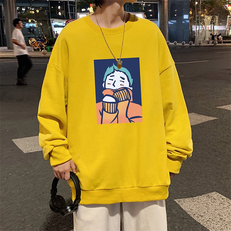 S6042-P28加绒款-P33秋季圆领卫衣男大码韩版宽松长袖外套,男装卫衣,电商A040