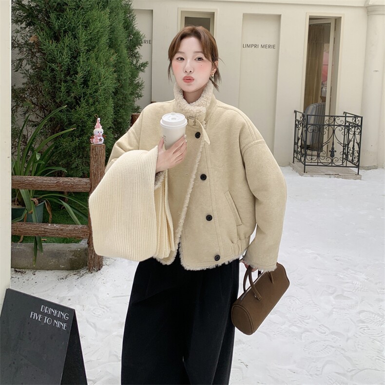 210-3290-P195-288皮毛一体双排扣加厚2025年冬季,女装短外套,浙宝210（原浙宝191）