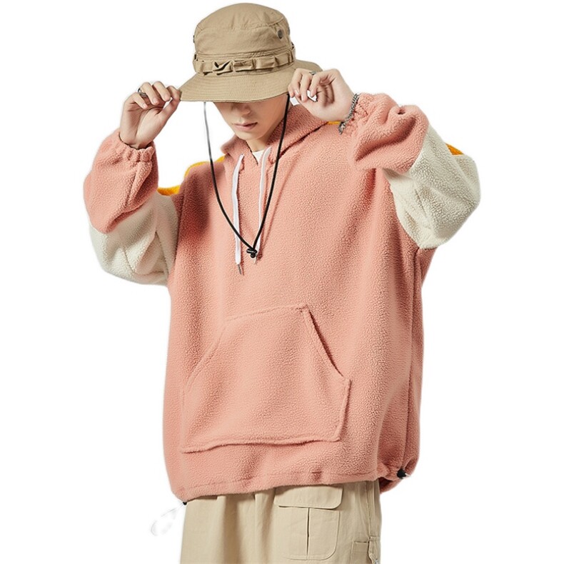 秋季新款男士宽松大码羊羔毛休闲拼接套头外套卫衣WY78/P65,男装卫衣,星座608A