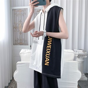 7XL~M 260斤可穿2023夏季薄款连帽无袖t恤背心加肥加大码背心坎肩图片