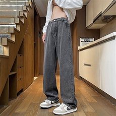 2025美式高街vibe提档裤子男复古蓝牛仔裤直筒裤黑灰色KH041外贸，男装牛仔裤，星座224-3