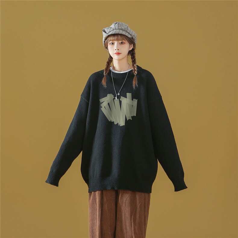 中性22秋冬新款设计感印花保暖圆领套头毛衣M1034P50控68,男装针织衫/毛衣,A247A