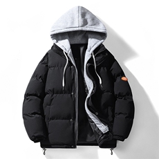 2025冬季情侣棉服假两件套棉衣男士外套宽松百搭连帽棉服MY090-60，男装棉衣，星座1402-1