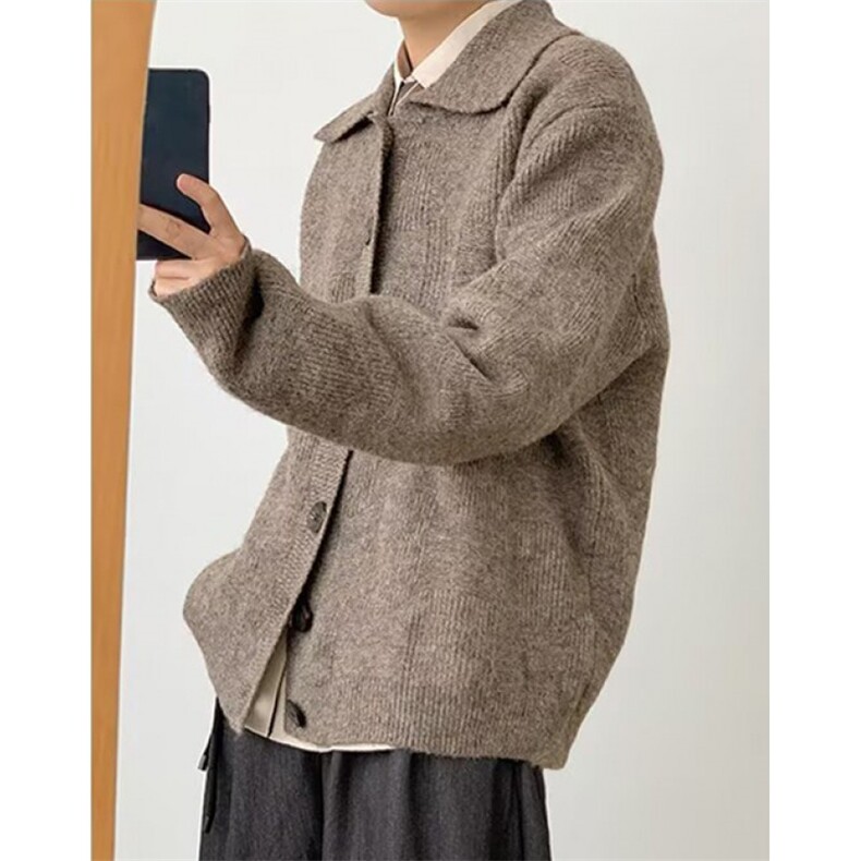 羊毛开衫宽松加厚羊绒秋季长袖POLO翻领针织外套外穿MY36,男装Polo衫,星座1116A（原606A-3）