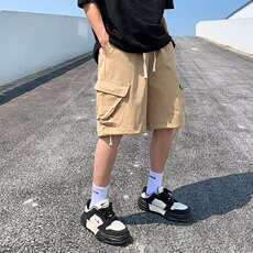 青春流行潮休闲裤男宽松型新款拼料潮流五分裤纯色时尚潮牌工装裤，男装休闲裤，四季星座218-1