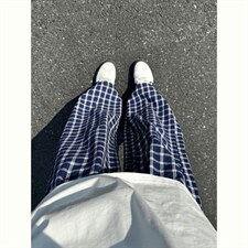 美式高街潮牌男女泡泡格子休闲裤直筒宽松慵懒显瘦阔腿休闲长裤子，男装休闲裤，电商A443