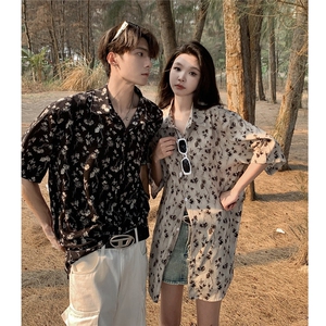 wassup happy短袖花衬衫男款夏季潮流速干沙滩衬衣青少年休闲外套图片