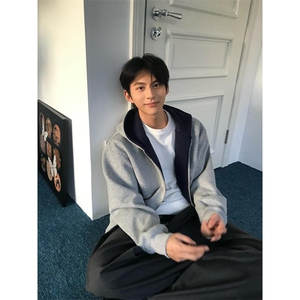 抖音得物高品质二开 26春装美式重磅宽松结构双面连帽卫衣外套W68图片