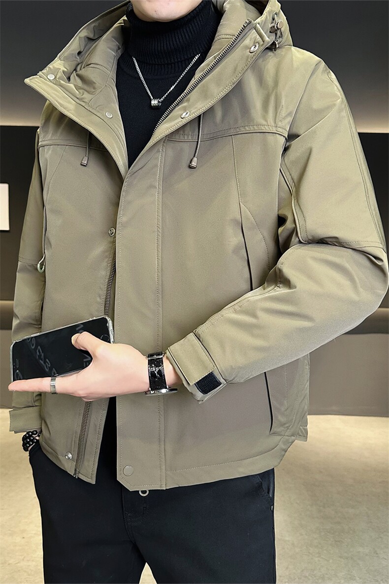 休闲连帽羽绒服那标50白鸭绒保暖外套纯色上衣B317/6086/P225,男装羽绒服,电商B317