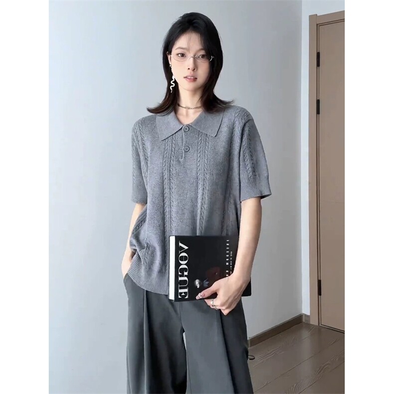 网图有货夏季麦穗花纹提花针织短袖T恤男女老钱风上衣A642-P43,男装T恤,星座1505
