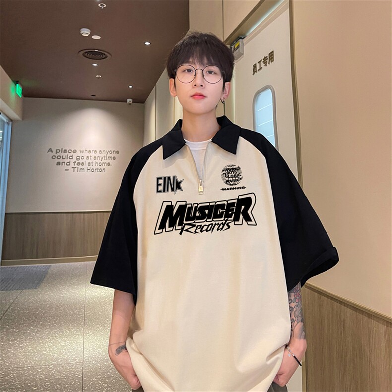 港风重磅全棉撞色插肩袖polo衫短袖男T恤GP3202-p45控78,男装Polo衫,电商B370