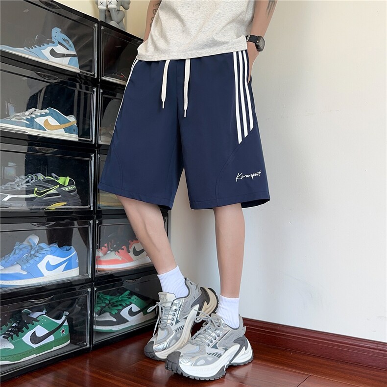 重磅刺绣透气男设计感速干条纹撞色短裤X416B-1-DK1169-特P28限48,男装牛仔裤,星座416B-1