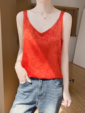 v领新款针织吊带女无袖纯色背心简约百搭宽松套头上衣，女装针织衫/毛衣，绒宛羊绒