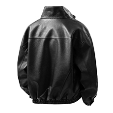 秋季男士皮衣皮夹克机车服潮牌简约百搭美式翻领PU皮外套896-P75，男装皮衣，星座1403B