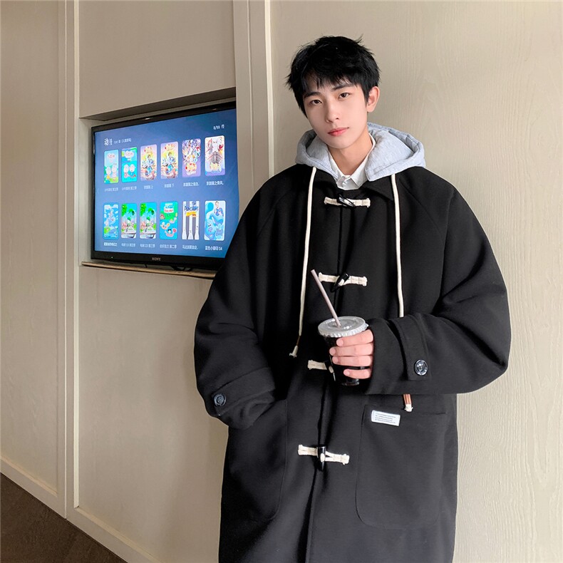 1港风酒店牛角扣加棉呢大衣男可拆卸帽外套男FY8716P138控188，男装毛呢大衣，星座226-2