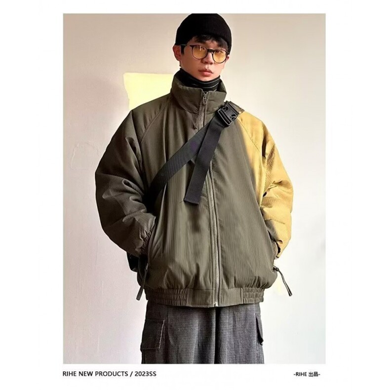 超保暖加厚冬季条纹棉服男士日系文艺拉链立领潮流YSDL-A91-P83,男装棉衣,星座1109-3