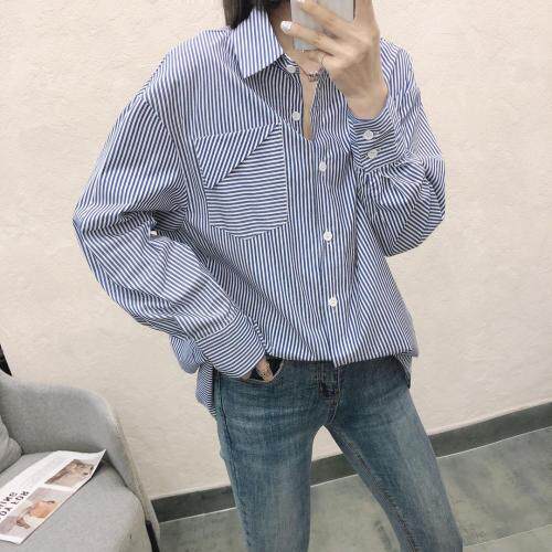 春夏条纹衬衫，女装衬衫，变色鸟(4F)