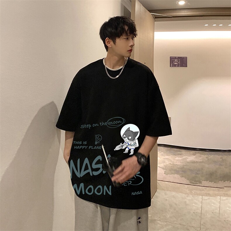 NASA联名同款麂皮绒短袖t恤男大码半袖男JD82187-P25,男装T恤,电商A040