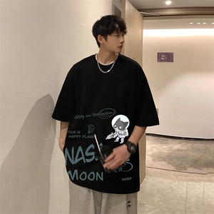 NASA联名同款麂皮绒短袖t恤男大码半袖男 JD82187-P25图片