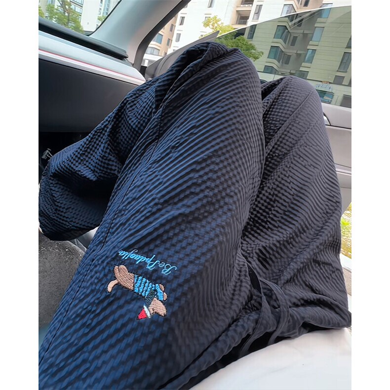 特批P25无差价夏季美式薄款刺绣腊肠狗泡泡纱男大码阔腿长裤K5688,男装休闲裤,电商A001-1