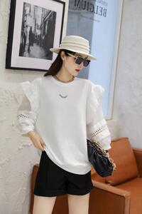 大花边七分袖拼接卫衣,女装卫衣/绒衫,春信拙源